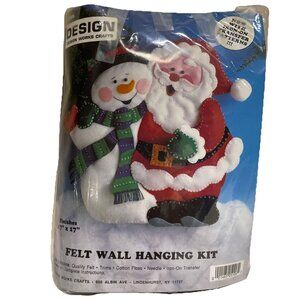 Santa & Frosty Snowman Felt Wall Hanging Kit Design Works Kit 5106 NEW Open Pkg